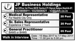 JP Business Holdings Medical Representative / or More Recruitment 2017