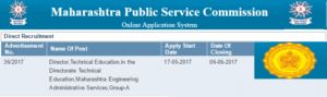 MPSC Directorate Technical Education And Maharashtra Engineering Administrative Services or More Recruitment