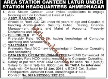 Area station Canteen Latur Recruitment 2018