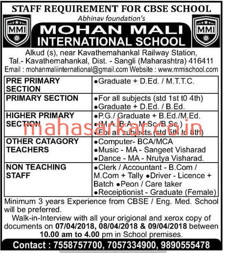 MMIS Sangli Recruitment 2018