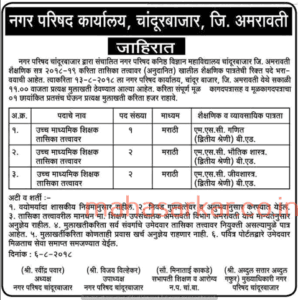 चांदूरबाजार नगर परिषद अमरावती भरती २०२४.