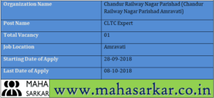 Chandur Railway Nagar Parishad Amravati Recruitment 2018