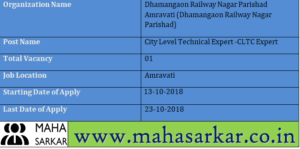Dhamangaon Railway Nagar Parishad Recruitment 2018