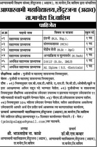 आप्पास्वामी महाविद्यालय वाशीम भरती २०२०.