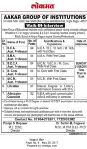 Aakar Group of Institutions Recruitment 2017